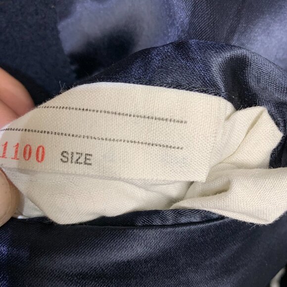 Aquascutum London Vintage 90s Cashmere Wool Overcoat Medium Navy Trench Coat - Picture 11 of 16